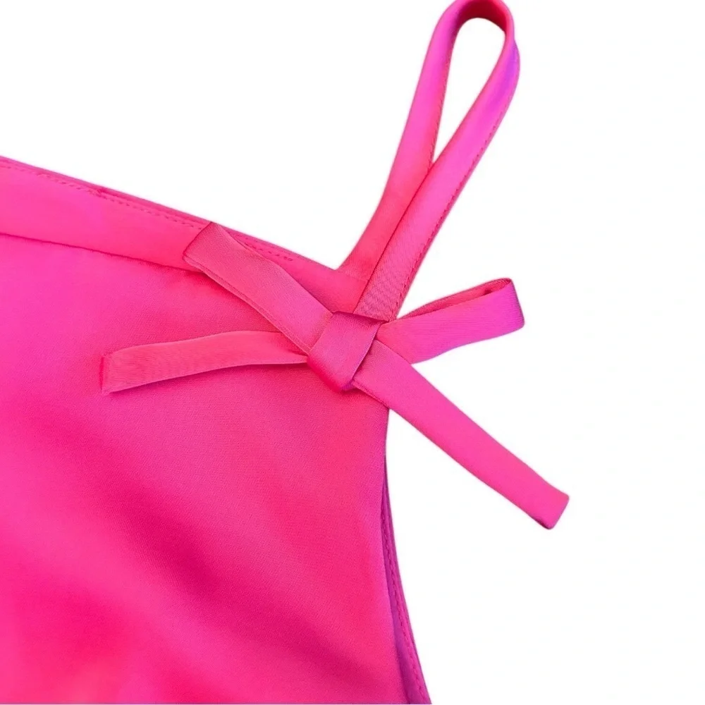 Kate Spade 90s Vibrant Pink Mini Tank Shift Dress with Bows Silky Womens Size 1X